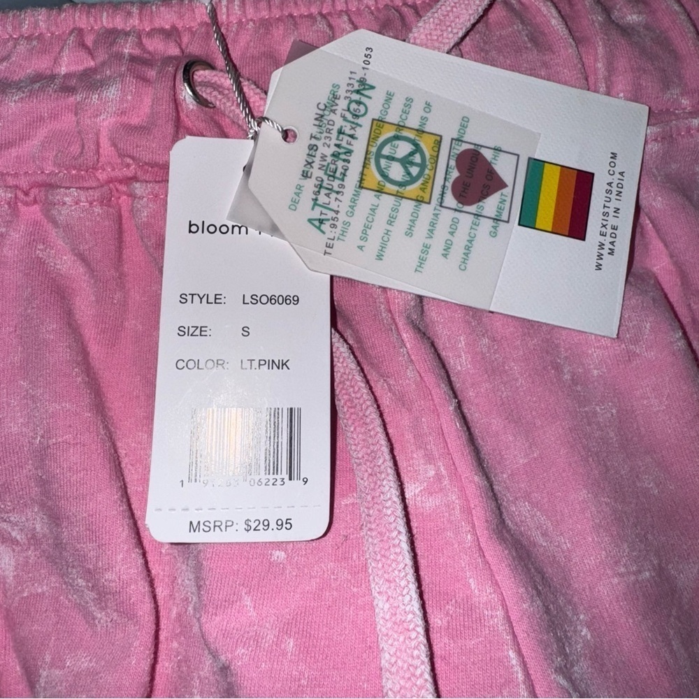 NWT BLOOM + POP Pink Stripe Acid Wash Raw Edge Juniors Short Shorts Barbiecore S - Picture 14 of 14